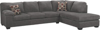 Made in Canada Morty 2-Piece Right-Facing Chenille Fabric Sofa Bed Sectional with Accent Pillows - Grey 