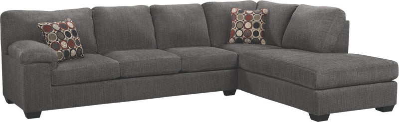 Made in Canada Morty 2-Piece Right-Facing Chenille Fabric Sofa Bed Sectional with Accent Pillows - Grey