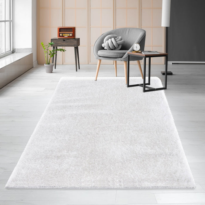 Harlow White Shag Area Rug - 5' x 7'