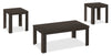 Remy 44\" Traditional 3-Pack Coffee + 2 End Tables - Black Brown 
