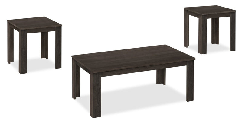 Remy 44\" Traditional 3-Pack Coffee + 2 End Tables - Black Brown 