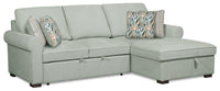 Scott Living Haven 2-Piece Right-Facing Chenille Fabric Sleeper Sectional with Storage Chaise - Seafoam Blue 