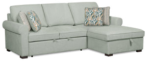 Haven 2-Piece Right-Facing Chenille Sleeper Sectional - Seafoam