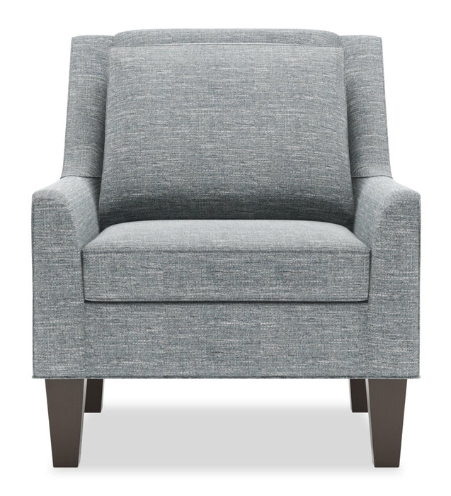 Made in Canada Sofa Lab Customizable Club 29\" Linen-Look Fabric Accent Chair with Wood Legs - Luna Pewter Grey