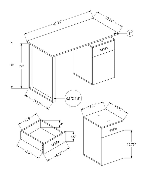 Remi 47.25\" Reversible Office Desk with Drawer & Cabinet - Taupe