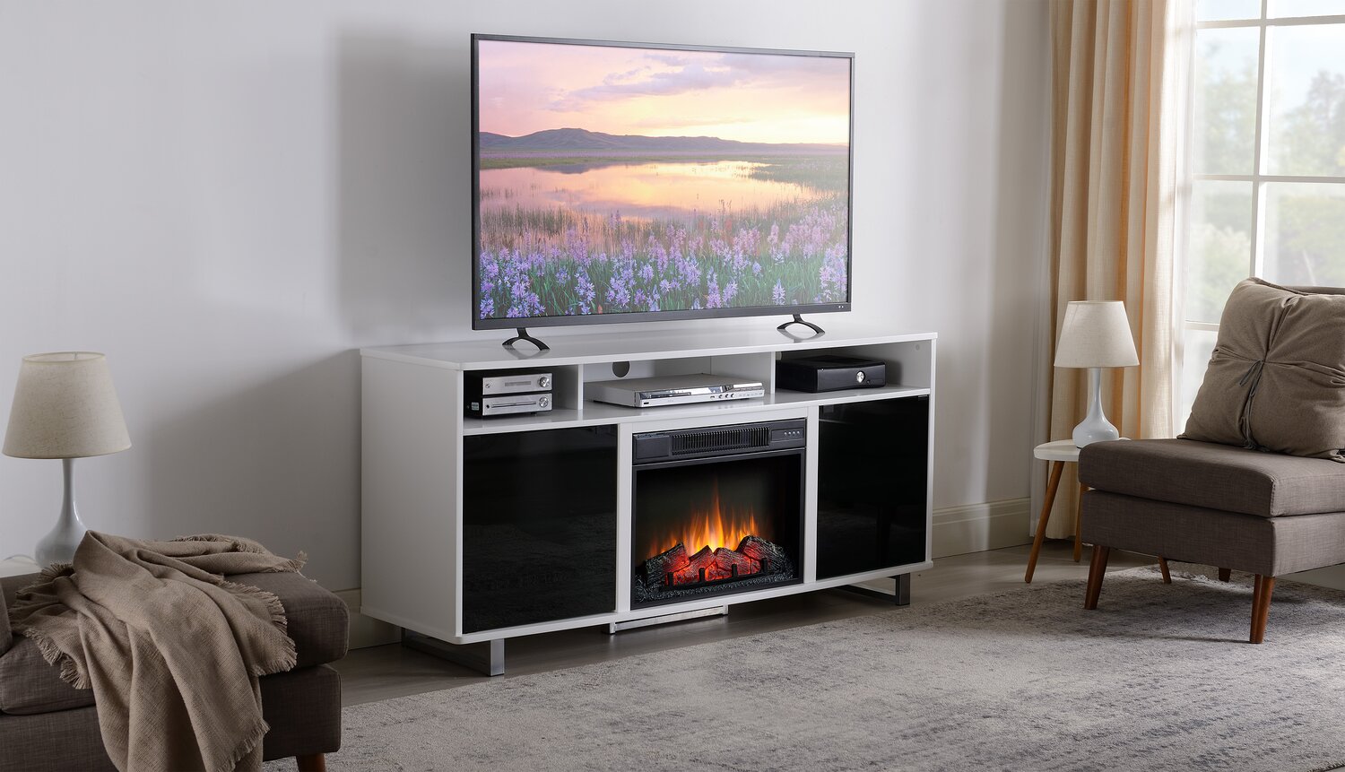 Tv stand with fireplace the brick discount