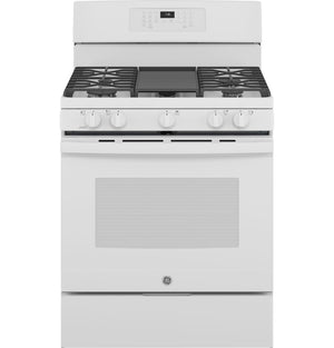 GE 5.0 Cu. Ft. Freestanding Gas Convection Range with No-Preheat Air Fry - JCGB735DPWW