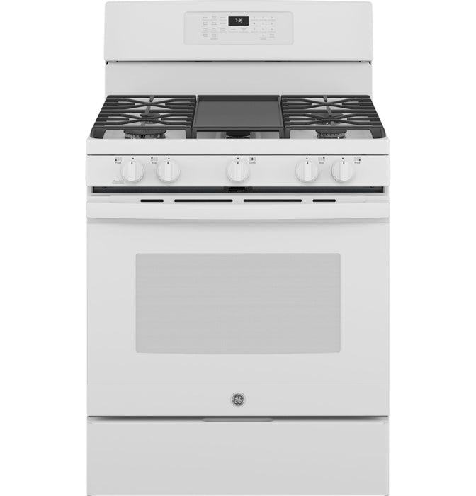 GE 5 Cu. Ft. Gas Range with Self Clean and Air Fry - White - JCGB735DPWW