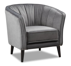 Brinley Velvet Accent Chair - Grey | Fauteuil d'appoint Brinley en velours - gris | BRINGYAC