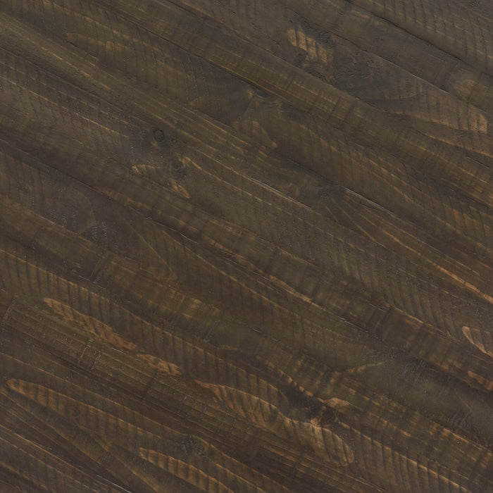 Bellamy 22\" Traditional Round End Table with Shelf - Dark Brown Pine with Scroll Design Wood Base