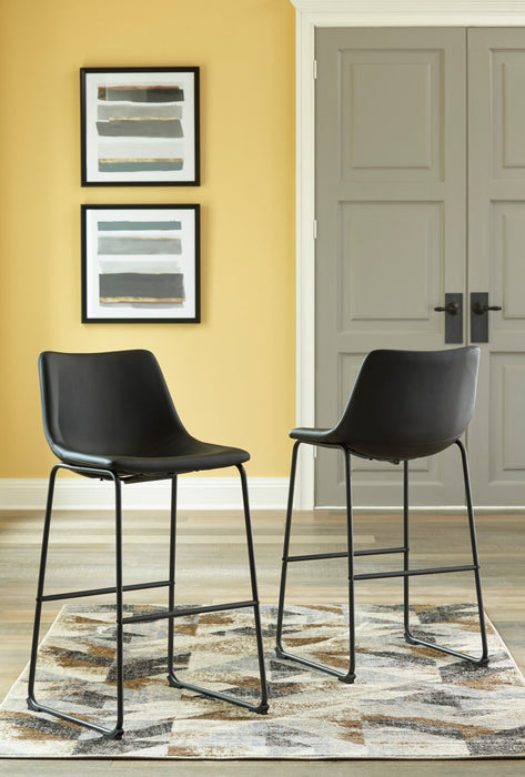 Cole Barstool with Vegan Leather Fabric, Metal - Black