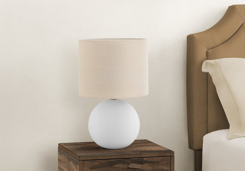 16\" Cream Ceramic with Drum Shade Table Lamp