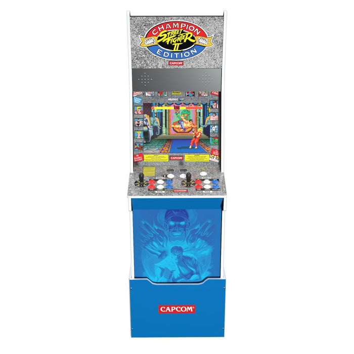 Arcade1Up Street Fighter™ ll Championship Edition Big Blue Arcade Cabinet with Riser and Stool