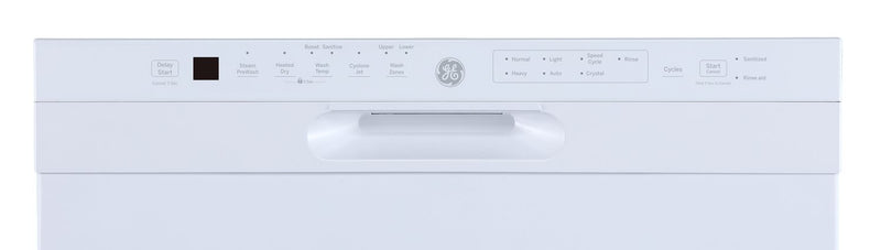 GE 24\" 48 dBA Built-In Front-Control Dishwasher with Steam Pre-Wash - White - GBF655SGPWW