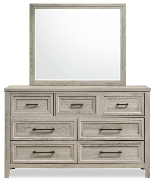 Lara 6pc Bedroom Set with Bed, Dresser, Mirror & Nightstand, Antique Grey - Queen Size