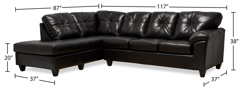 Made in Canada Addison 2-Piece Left-Facing Faux Leather Sectional with Removable Seat Cushions - Blackberry