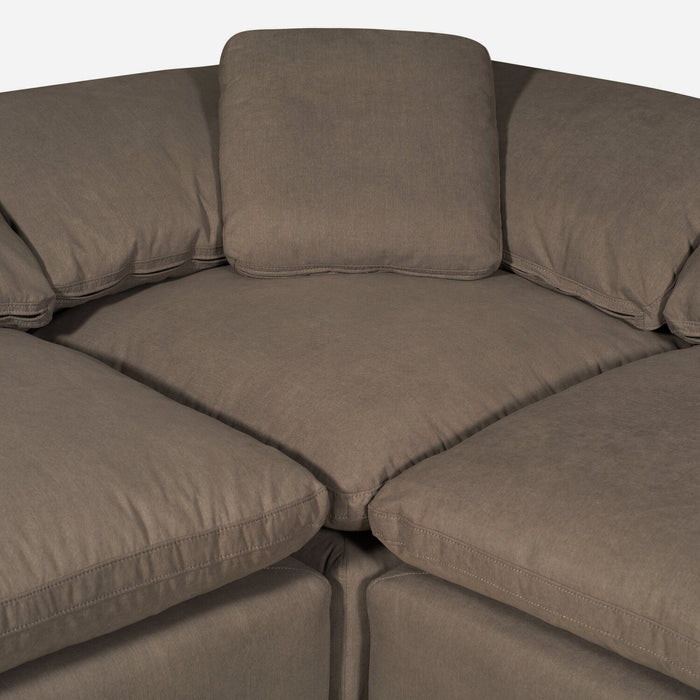 Eclipse Modular 5-Piece Linen-Look Fabric Sectional with Reversible Feather Down Cushions - Slate Grey