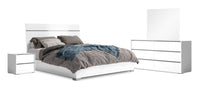 Gino 6pc Bedroom Set with Panel Bed, Dresser, Mirror & Nightstand - Made in Italy, Modern, White - Queen Size 