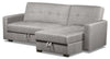 Weston 2-Piece Right-Facing Linen-Look Fabric Klik Klak Futon Sectional with Storage and Button Tufting - Black