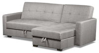 Weston 2-Piece Right-Facing Linen-Look Fabric Klik Klak Futon Sectional with Storage and Button Tufting - Black 
