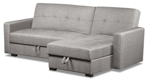 Weston 2-Piece Linen-Look Fabric Right-Facing Futon Sectional - Steel