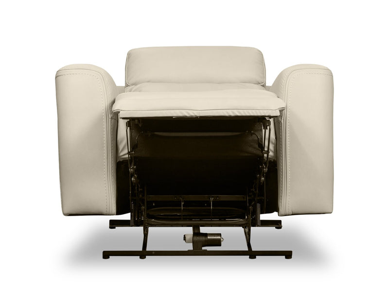 Scott Living Prescott 42.5\" Genuine Leather Power Reclining Chair with Power Headrest - Platinum Grey