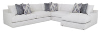 Adalynn 3-Piece Chenille Fabric Sectional with Accent Pillows, Reversible Chaise and Wood Legs - Cotton White 