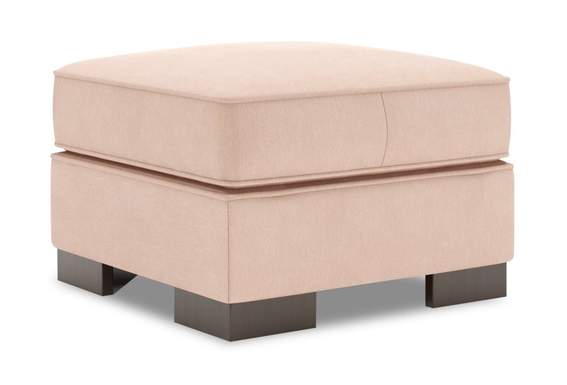 Made in Canada Customizable Sofa Lab Track 24\" Linen-Look Fabric Ottoman - Pax Rose Pink