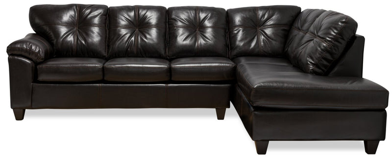 Made in Canada Addison 2-Piece Right-Facing Faux Leather Sectional with Removable Seat Cushions - Blackberry