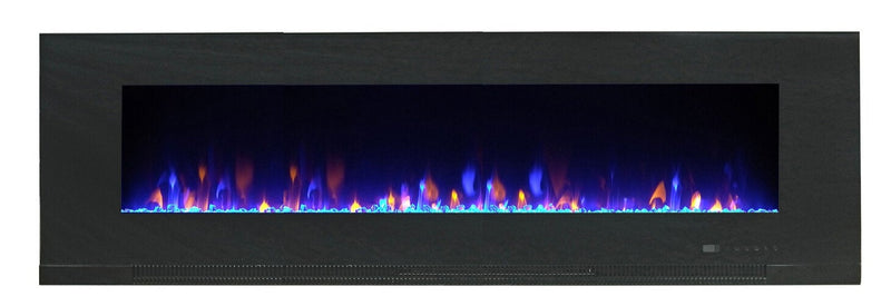 Billy 60\" Modern Wall Mounted Electric Fireplace - Black