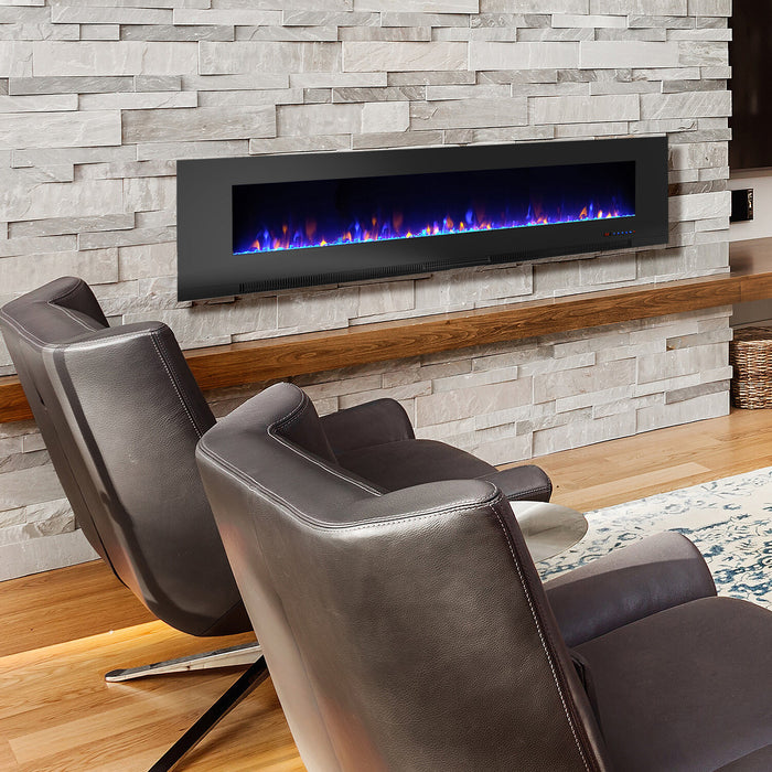Billy 60\" Modern Wall Mounted Electric Fireplace - Black