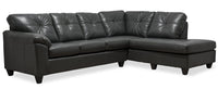 Made in Canada Addison 2-Piece Right-Facing Leather-Look Fabric Sectional with Removable Seat Cushions - Grey 