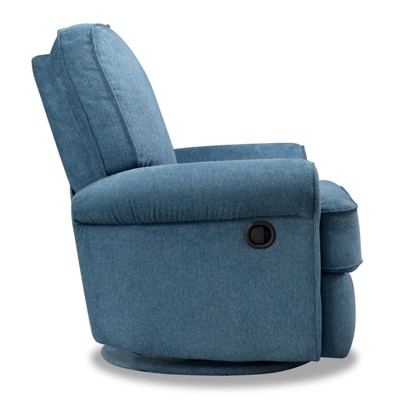 Bevin Chenille Swivel Glider Recliner Blue The Brick