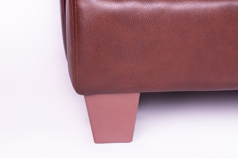 Chateau d'Ax Vita 44\" 100% Genuine Leather with Diamond Pattern Stitching and Wood Legs - Brown