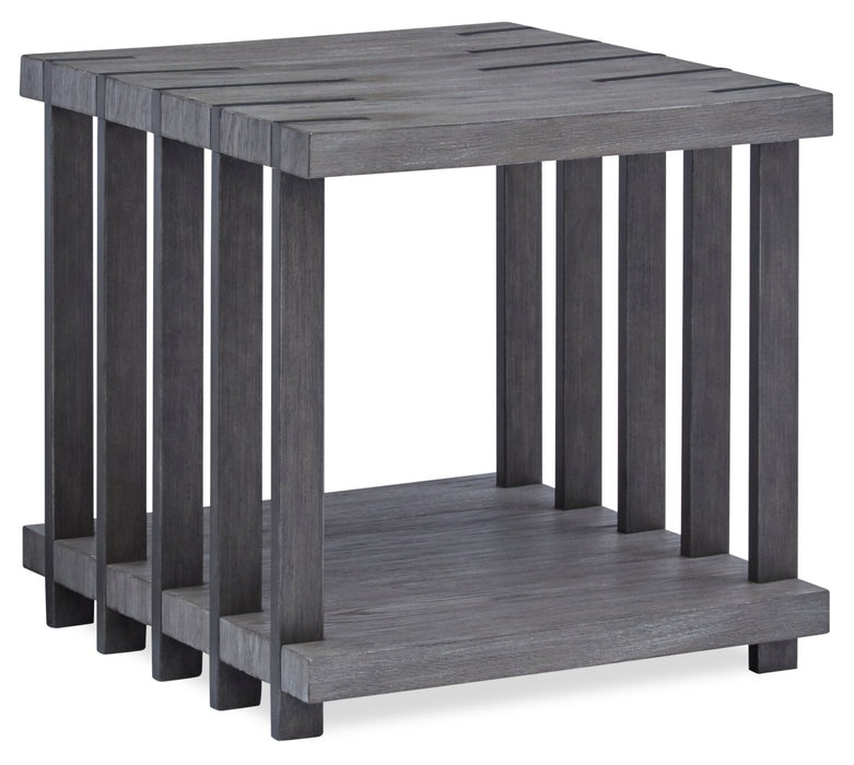 Eldridge 24\" Modern End Table with Shelf - Weathered Grey with Metal and Wood