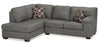 Morty 2-Piece Leather-Look Fabric Left-Facing Sectional - Grey 