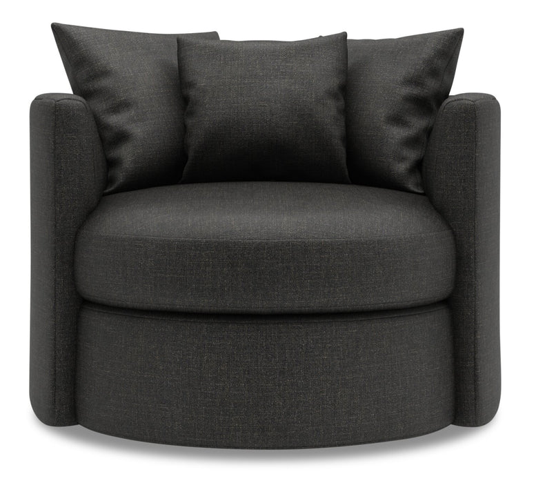 Made in Canada Sofa Lab Customizable Nest 41\" Linen-Look Fabric Swivel Accent Chair - Luna Kohl Grey