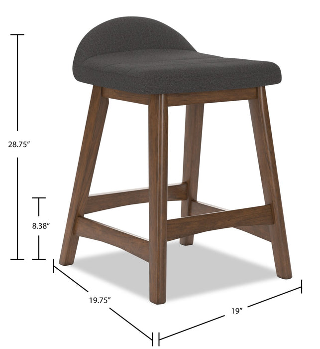 Jovi Counter-Height Stool with Linen-Look Fabric, Wood - Charcoal
