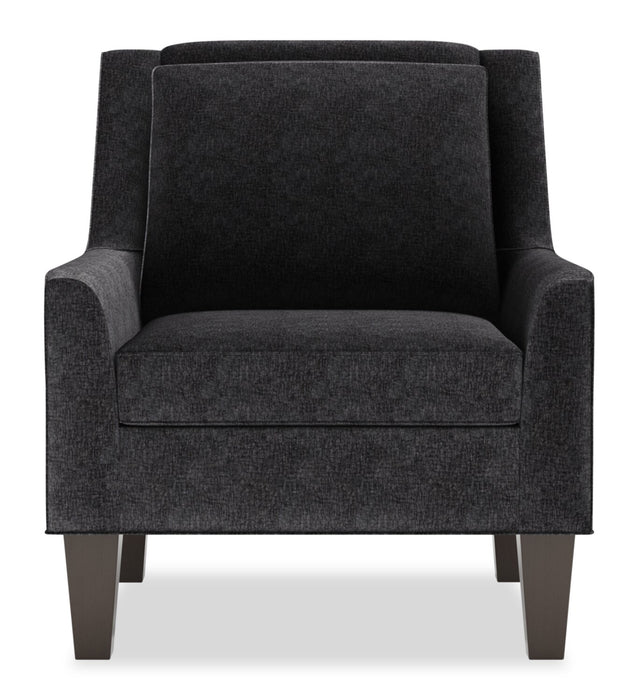 Made in Canada Sofa Lab Customizable Club 29\" Chenille Fabric Accent Chair with Wood Legs - Luxury Charcoal Grey