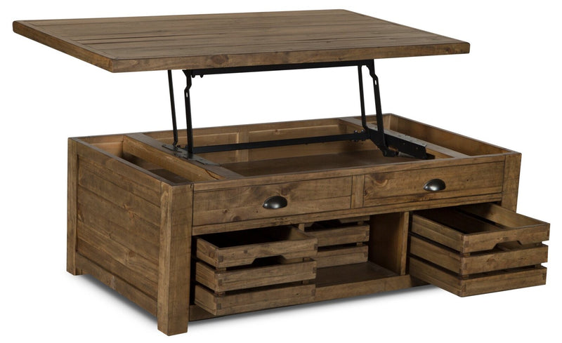 Stratton 49\" Rustic Lift Top Coffee Table with Storage - Dark Brown Pine