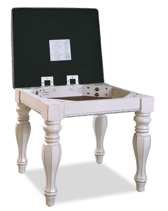 Grace Vanity Stool with Storage, 19\"H, wooden - Antique White 