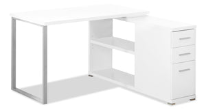 Milo L-Shaped Adjustable Desk - White