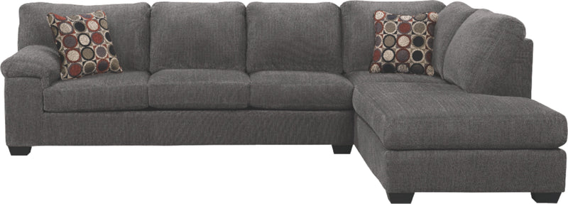 Made in Canada Morty 2-Piece Right-Facing Chenille Fabric Sectional with Sofa and Accent Pillows - Grey