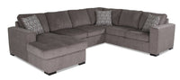 Legend 3-Piece Left-Facing Chenille Sleeper Sectional Sofa - Pewter 