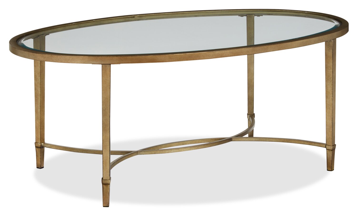 Copia 50" Traditional Oval Glass Top Coffee Table - Silver and Gold