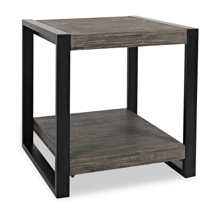 Apex 23\" Modern End Table with Shelf - Grey with Black Metal Legs