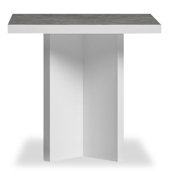 Marla 23.6\" Modern End Table - White and Grey with Marble Look