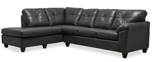 Made in Canada Addison 2-Piece Left-Facing Faux Leather Sectional with Removable Seat Cushions - Grey