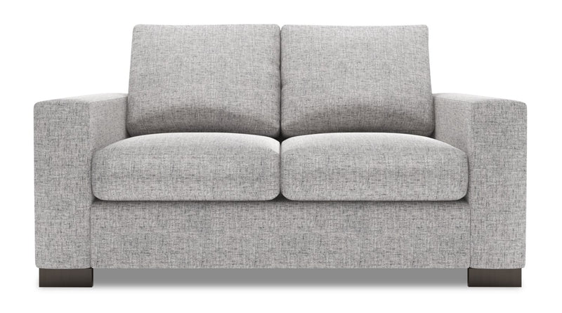 Made in Canada Customizable Sofa Lab Track  62\" Linen-Look Fabric Loveseat with Track Arms - Luna Domino Grey