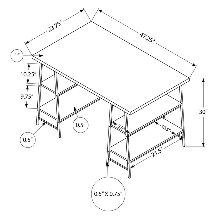 Jonnie 47.25\" Office Desk with Sawhorse-style Legs - Grey Stone-Look